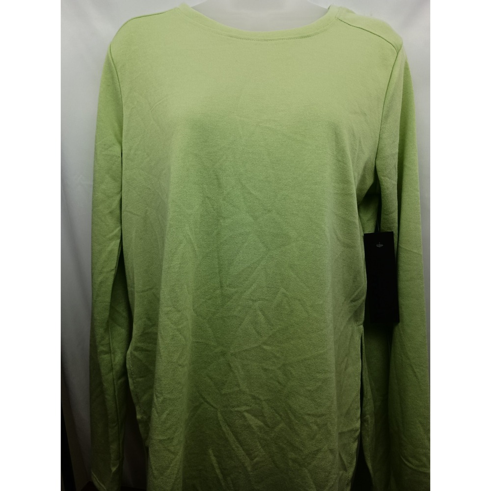 Mono B lime green active wear casual pullover ribbed sweatshirt size M‎